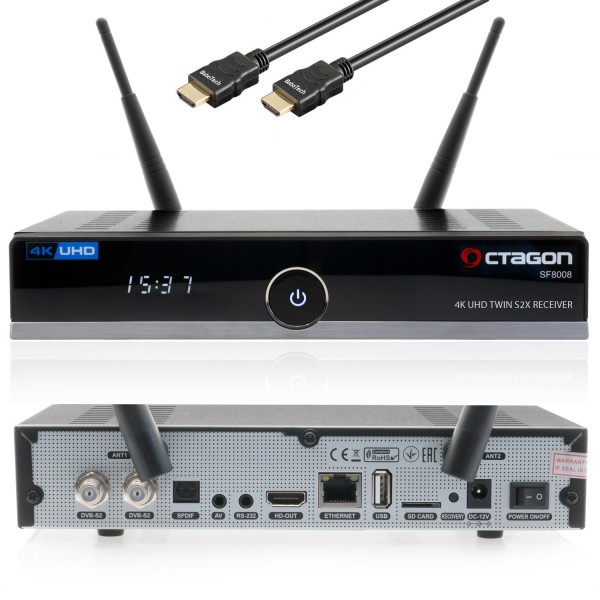 OCTAGON SF8008 4K UHD H.265 E2 Linux Dual Wifi Twin 2x DVB-S2X Sat-Receiver