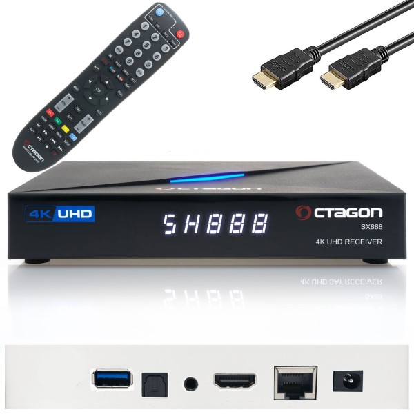 Octagon SX888 V2 4K Ultra HD IP HDMI USB H.265 Stalker IPTV Receiver Schwarz